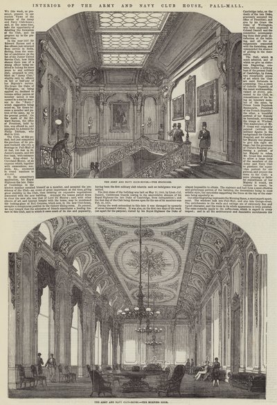 Innenansicht des Army and Navy Club House, Pall-Mall von English School