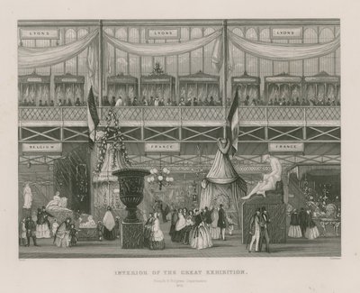Innenansicht der Großen Ausstellung, 1851, Französische und Belgische Abteilung von English School
