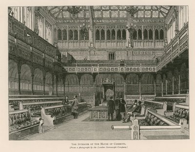 Innenansicht des House of Commons, Westminster, London von English School