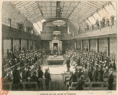 Innenansicht des House of Commons, Westminster, London von English School