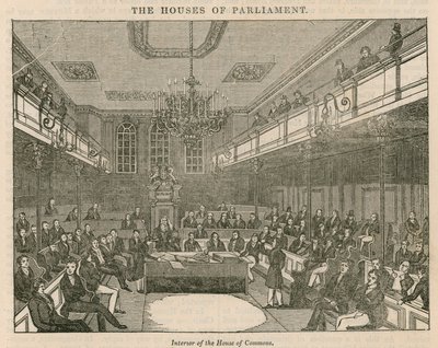 Innenansicht des House of Commons, Westminster, London von English School