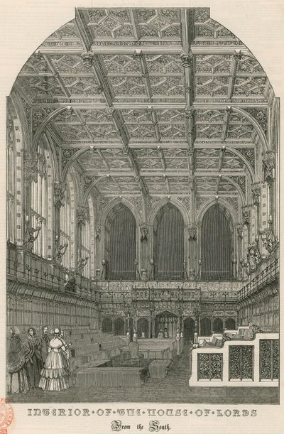 Innenansicht des House of Lords, Westminster, London, von Süden von English School