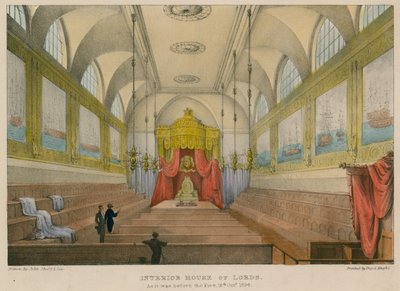 Innenansicht des House of Lords vor dem Brand, 16. Oktober 1834 von English School