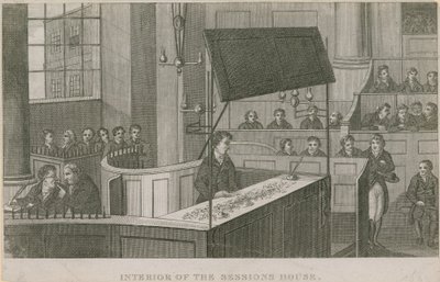 Innenansicht des Sitzungshauses, Old Bailey von English School