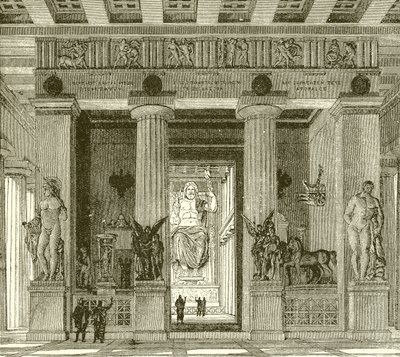 Innenansicht des prächtigen Tempels des Zeus in Olympia von English School