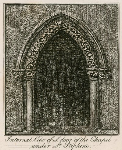 Innenansicht der Südtür der Kapelle unter St. Stephens von English School