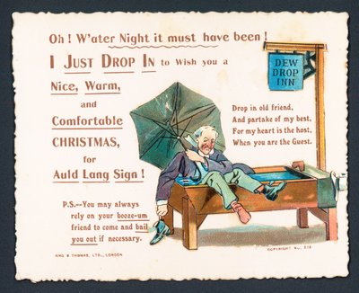 Betrunkener Mann im Pferdetrog!, Weihnachtskarte von English School