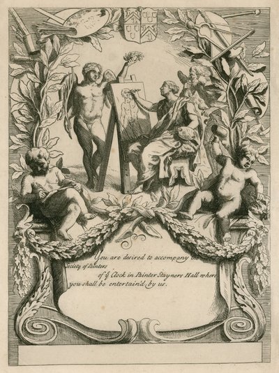 Einladung der Society of Painters an den Maler Stayners Hall von English School