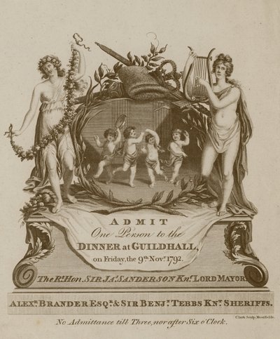 Einladung zu einem Bankett in der Guildhall, London, am 9. November 1792 von English School