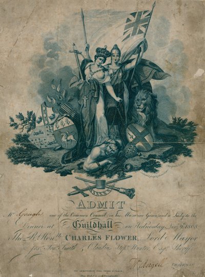 Einladung zu einem Bankett in der Guildhall, London, am 9. November 1808 von English School