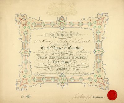 Einladung zu einem Bankett in der Guildhall, London, am 9. November 1847 von English School
