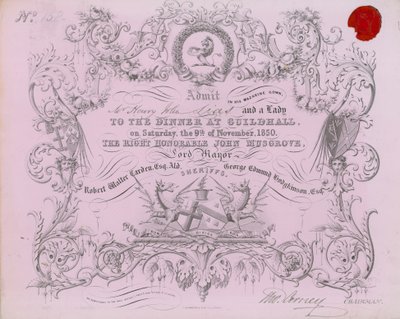 Einladung zu einem Bankett in der Guildhall, London, am 9. November 1850 von English School