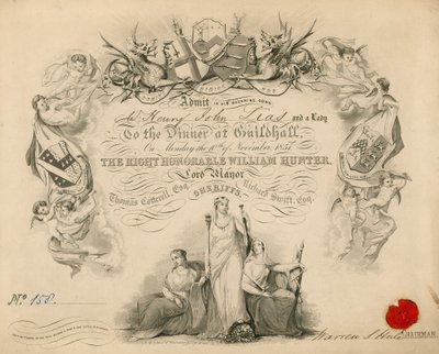 Einladung zu einem Bankett in der Guildhall, London, am 9. November 1851 von English School