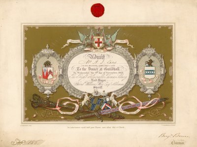Einladung zu einem Bankett in der Guildhall, London, am 9. November 1853 von English School