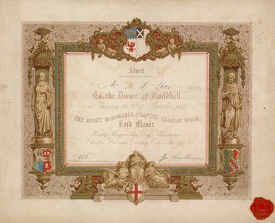 Einladung zu einem Bankett in der Guildhall, London, am 9. November 1854 von English School