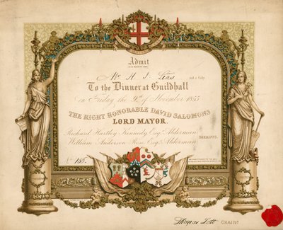 Einladung zu einem Bankett in der Guildhall, London, am 9. November 1855 von English School
