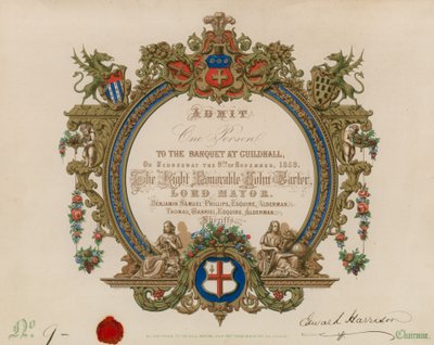 Einladung zu einem Bankett in der Guildhall, London, am 9. November 1859 von English School