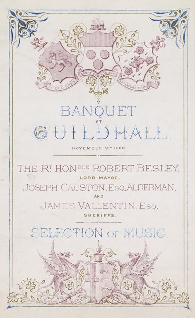 Einladung zu einem Bankett in der Guildhall, London, am 9. November 1869 von English School