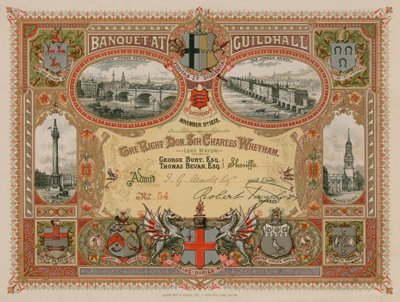 Einladung zu einem Bankett in der Guildhall, London, am 9. November 1878 von English School
