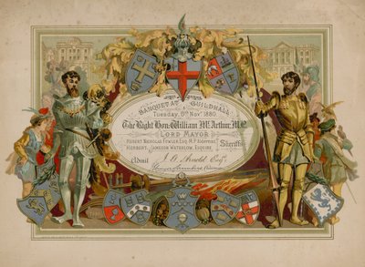 Einladung zu einem Bankett in der Guildhall, London, am 9. November 1880 von English School