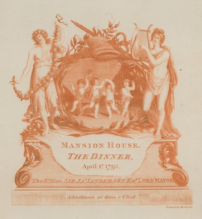Einladung zu einem Abendessen im Mansion House, London, am 1. April 1793 von English School