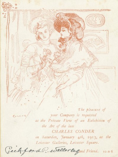 Einladung zu einer Ausstellung von Werken von Charles Conder von English School