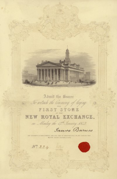 Einladung zur Grundsteinlegung der neuen Royal Exchange von English School