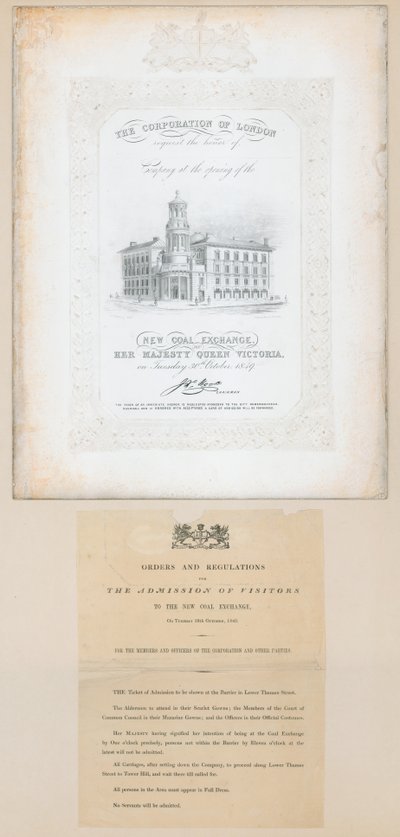 Einladung zur Eröffnung der neuen Kohlenbörse, 30. Oktober 1849 von English School