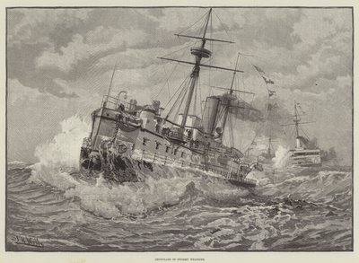 Panzerschiffe bei stürmischem Wetter (Stich) von English School
