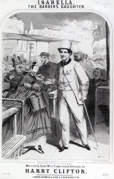 Isabella die Tochter des Barbiers, Werbung für die Musik von Harry Clifton, 1865 von English School