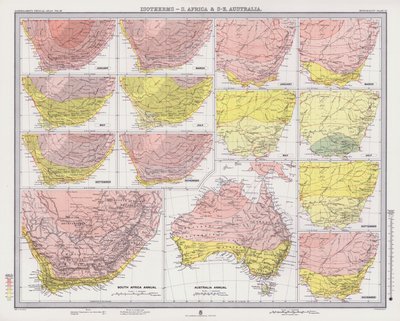 Isothermen, Südafrika und Südost-Australien von English School