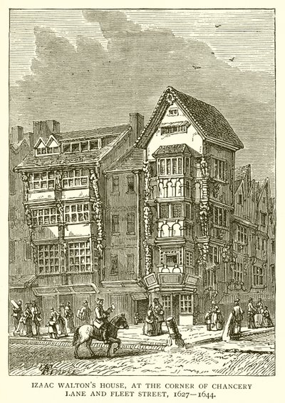 Izaac Waltons Haus an der Ecke von Chancery Lane und Fleet Street, 1627-1644 von English School