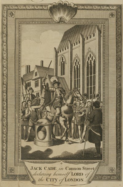 Jack Cade in der Cannon Street erklärt sich zum Herrn der Stadt London von English School