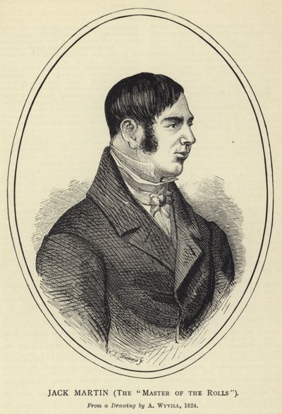 Jack Martin, der Meister der Rolls, nach einer Zeichnung von A. Wyvill, 1824 von English School