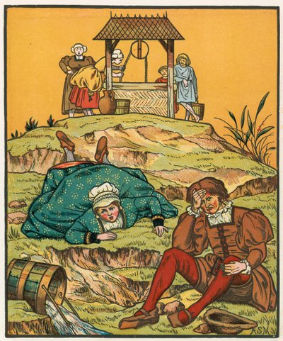 Jack und Jill kommen den Hügel hinunter von English School