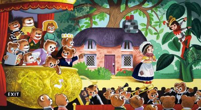 Hans und die Bohnenranke, beobachtet von Teddybären von English School
