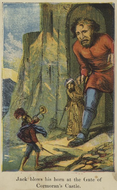 Jack bläst sein Horn am Tor des Cormoran-Schlosses von English School