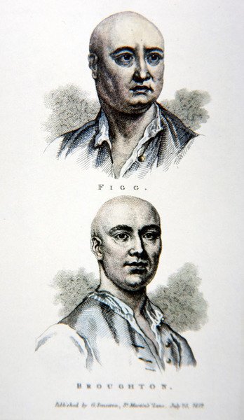James Figg und Jack Broughton, aus einem Druck veröffentlicht 1812 von English School