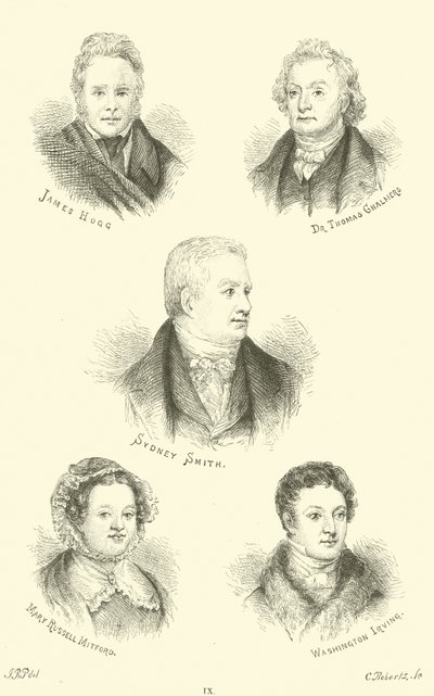 James Hogg, Dr. Thomas Chalmers, Sydney Smith, Mary Russell Mitford, Washington Irving von English School