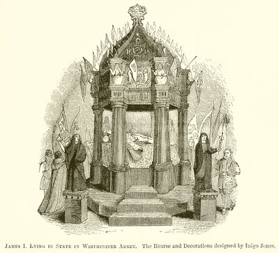 James I. liegt im Staat in der Westminster Abbey von English School