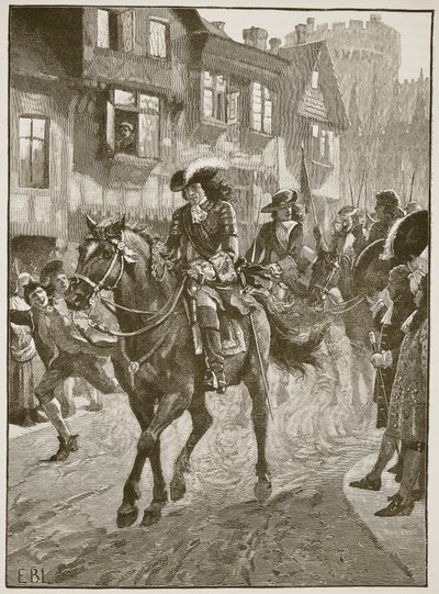 James betritt Dublin nach der Schlacht am Boyne, Illustration aus Cassells Illustrierter Geschichte Englands von English School