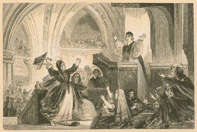 Janet Geddes in der St. Giles Kirche, Edinburgh, 1637 von English School