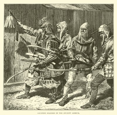 Japanische Soldaten in antiker Rüstung von English School