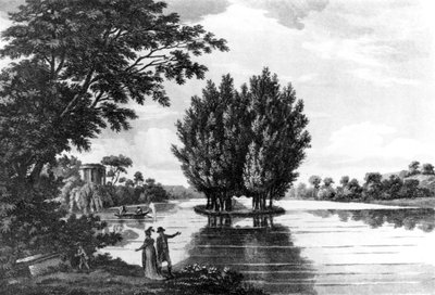 Grab von Jean-Jacques Rousseau (1712-78) in Ermenonville, aus A Sporting Tour Through France in a Series of Letters to the Earl of Darlington von Colonel Thomas Thornton, veröffentlicht 1806 von English School
