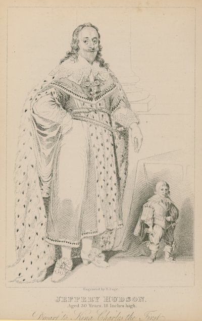 Jeffery Hudson, 30 Jahre alt, 18 Zoll groß, Zwerg von König Charles I. von English School