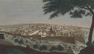 Jerusalem vom Tal Josaphat (farbiger Stich) von English School