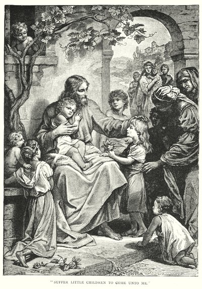Jesus Christus und die Kinder (Gravur) von English School
