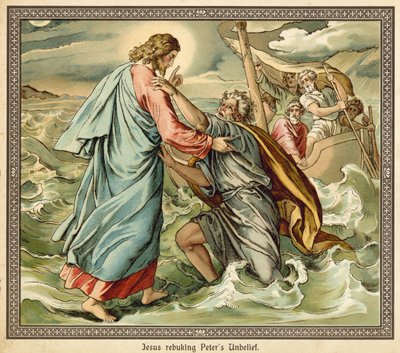 Jesus tadelt den Unglauben von Petrus von English School