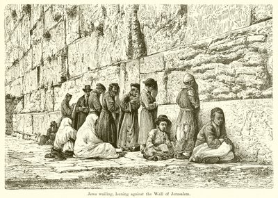 Juden klagen, lehnen sich gegen die Mauer von Jerusalem von English School