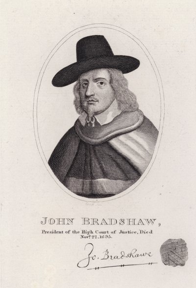 John Bradshaw, englischer Richter, der Präsident des Obersten Gerichtshofs für den Prozess gegen König Karl I. im Jahr 1649 war von English School